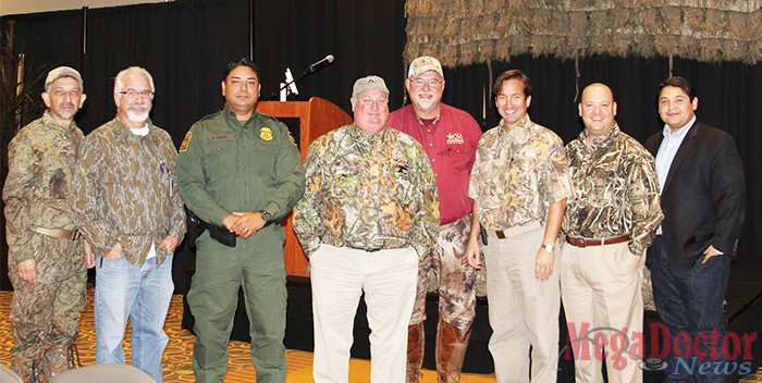 Pictured above: Expert speakers at the inaugural Brush Country Medicine and Survival Conference [from left to right] Dr. Rick Martinez; Dr. Robert Alleyn; Luis Solis, Supervisory Border Patrol Agent, U.S. Border Patrol; Dr. Henry Stroope; Dr. Kip Owen; Dr. Sergio Rodriguez; Dr. Alberto Pena; and Israel Rocha, DHR Chief Executive Officer.