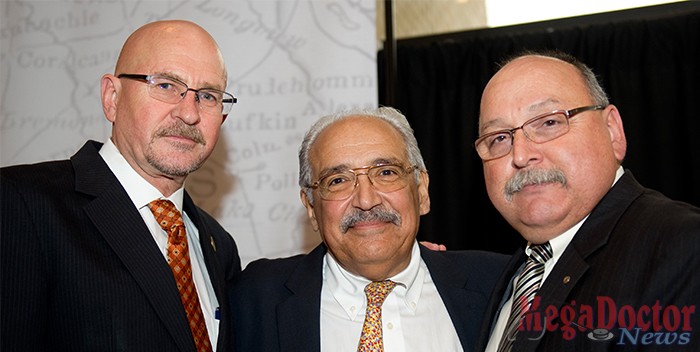 Psychiatrist Francisco Fernandez, MD, (center) who has been selected to assume the historic position of founding dean for The University of Texas Rio Grande Valley’s much-anticipated School of Medicine has assumed his position. He posed with outgoing UTPA President Dr. Robert Nelsen (left) and Eduardo Olivarez Chief Administrative Officer for the Hidalgo County Health and Human Services on the right. Photo courtesy UTPA 