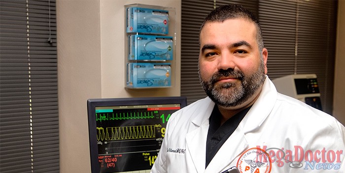 Elias Villarreal Jr., a clinical associate professor in the UTRGV Department of Physician Assistant, uses Apple iPads to deliver information and actively involve students. (UTRGV Photo by David Pike)