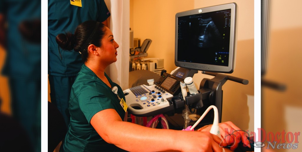 A South Texas College sonography student uses ultrasound equipment during a class at the Dr. Ramiro R. Casso Nursing and Allied Health Campus in McAllen.