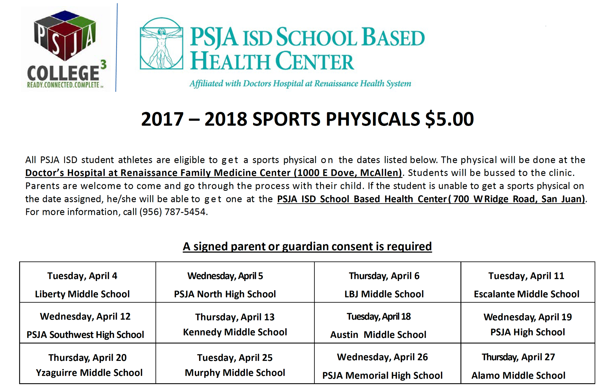 PSJA ISD partners with DHR to provide Sports Physicals at a low cost