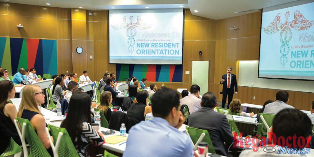 The UTRGV School of Medicine welcomed 56 new medical residents during orientation last month at the Edinburg Medical Education Building. The new residents began post-graduate training July 1 in six specialties at hospitals across the Rio Grande Valley. (UTRGV Photo by Paul Chouy)