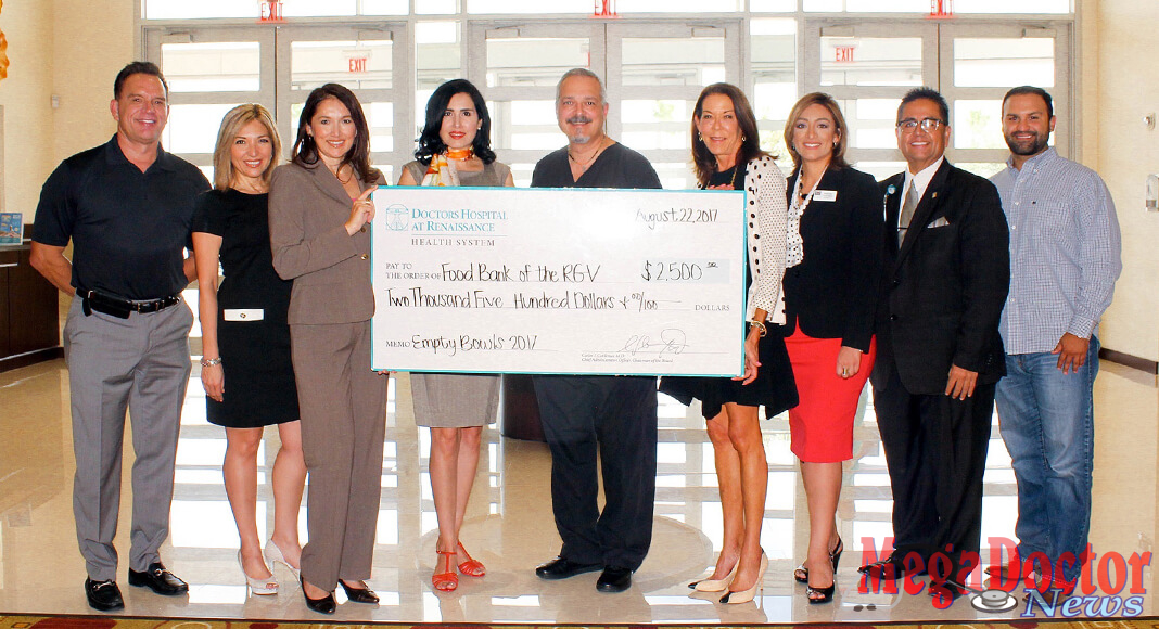 Thank you to DHR for becoming sponsors of Whataburger presents Empty Bowls 2017!  Pictured:  Dr. Jim Garza, M.D.; Jacqueline Flores, EB Committee; Gabriela Nunnery, EB Committee Co-Chair; Michelle Zamora, FBRGV Board President and EB Committee Chair; Dr. Carlos J. Cardenas, DHR CAO/Chairman of the Board; Susan Turley, DHR President; Yolanda Gonzalez, FBRGV Treasurer; Mario Lizcano, DHR Administrator for Corporate Affairs; and Philip Farias, FBRGV Mgr. of Corporate Engagement & Events. For more information, contact Philip Farias, Mgr. of Corporate Engagement & Special Events, by calling (956) 904-4513 or mailto:pfarias@foodbankrgv.com