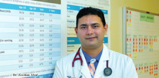 Dr. Zeeshan Afzal, a third-year medical resident in the UTRGV Family Medicine Residency Program at McAllen Medical Center, conducted a study on the prevalence of murine typhus, a flea-borne disease, in the Rio Grande Valley. The study concludes that the primary symptoms – high-grade fever, rash and body ache – often go misdiagnosed and can lead to more serious complications. He is urging primary care physicians to consider murine typhus when treating patients with acute fever. (UTRGV Photo by Paul Chouy)