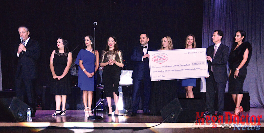 Pictured above, from L-R: Larry Safir, Chairman of Renaissance Cancer Foundation; Jericka L. Gaskamp Renaissance Cancer Foundation; Elizabeth Jondreau, Interim Director DHR Health Advanced Care Center; Marissa Castañeda, DHR Chief Operating Officer and Director of Marketing; and Robert Lucio, Chief Operating Officer; and Natasha Del Barrio, Chief Executive Officer, both with the Bert Ogden Auto Group; and Edna De Saro, Lone Star National Bank Senior Vice President/ Marketing Director; Lone Star National Bank President David De Anda, and Adriana I. Rios. Photo by Roberto Hugo Gonzalez.