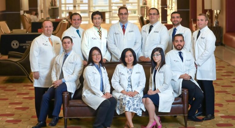 Pictured below: Graduates from the UTRGV School of Medicine and DHR Health Internal Medicine residency program, (back row, left to right) Carlos Paris, MD; Juan Menjivar, MD; Chi Lun “John” Pui, MD; Omar Shuaib, MD; Hector Santos, MD; Mohammad Al-Khdarat, MD; Brandon Cantazaro, MD; (front row, left to right) Grigoriy Rapoport, MD; Kara Zabelny, DO; Shwe Win, MD; Isabel Padilla, MD; Cesar Gutierrez, MD.