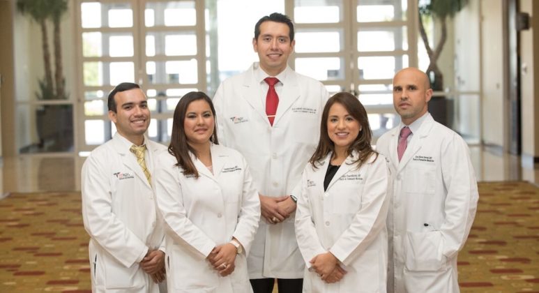 Pictured below: Graduates from the UTRGV School of Medicine and DHR Health Family Medicine residency program, (from left to right) Marco Escobedo, MD; Veronica Salazar, MD; Alejandro Bocanegra, MD; Julia Flores, MD; Cruz Bernal, MD.