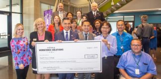 South Texas College and Texas Workforce Commission came together for a check signing August 1 benefiting students in the STC nursing program.