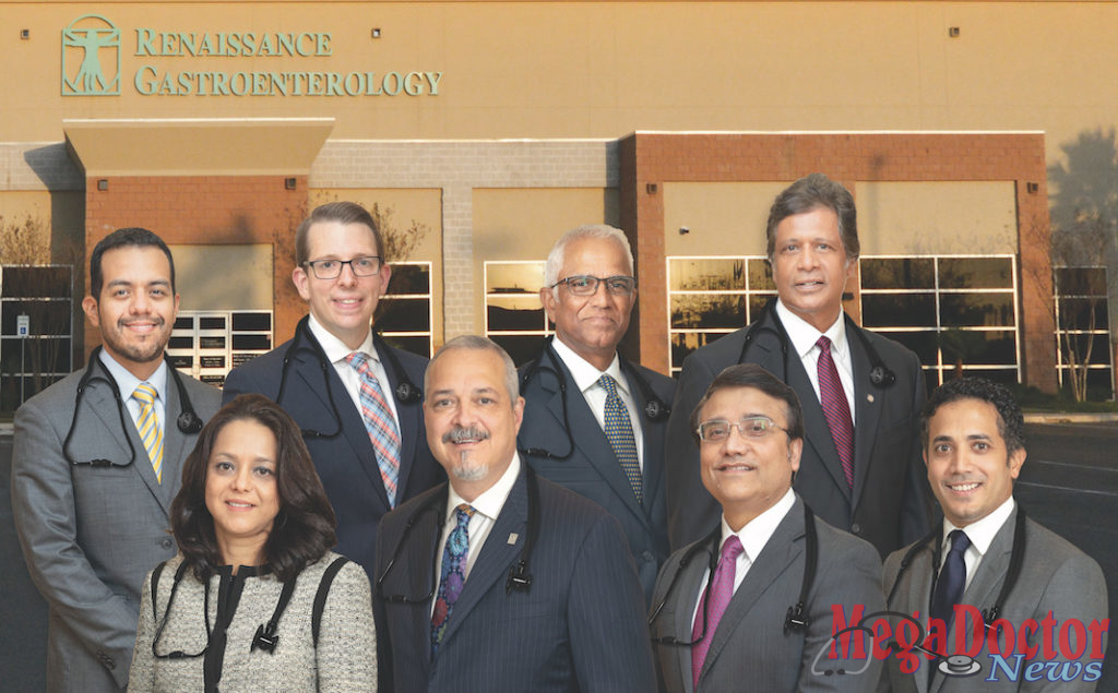 From DHR Health Gastroenterology Institute (Front row from L-R) Dr. Ingrid Chacon; Dr. Carlos J. Cardenas; Dr. Asif Zamir, FACG; Dr. Ramakrishna "Rama" Behara, DO; (Back row from L-R) Dr. Henry Herrera; Dr. Subrahmanyam Behara; Dr. Gregg Wendorf; Dr. S. Murthy Badiga.