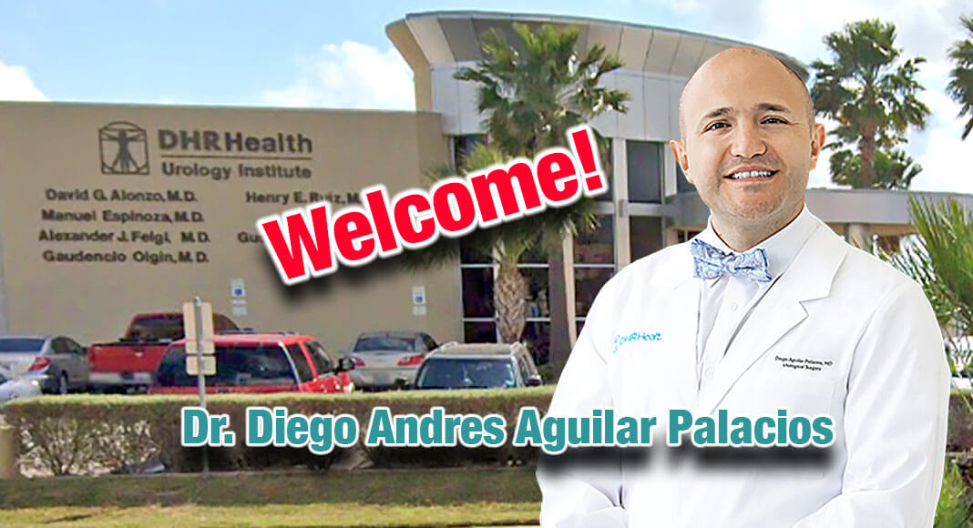 Dr. Diego Andres Aguilar Palacios is the newest member of the DHR Health Urology Institute team bringing experience in urology and general surgery to the Rio Grande Valley.  Courtesy Image, Bgd Source:  googlemaps