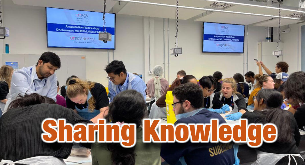 Dr. Hooman Mir, SOPM assistant professor of medicine and faculty senator at UTRGV, recently led workshops on amputation attended by 250 student-doctors from medical schools around the world, including Oxford and Cambridge. (Courtesy Photo)