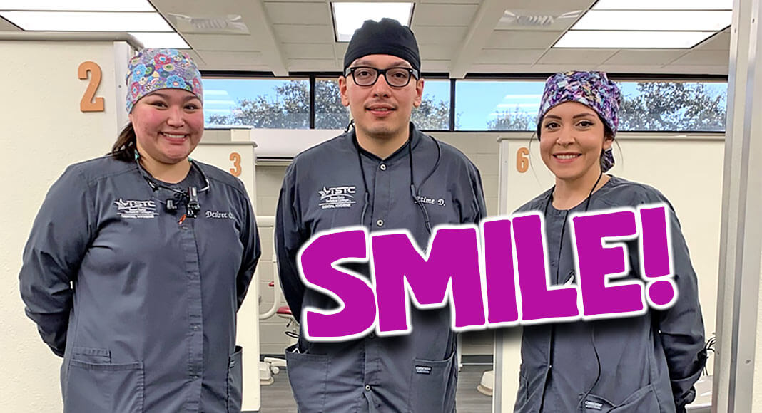(Left to right) Desiree Ochoa, Jaime Davila and Gisela Ramirez are TSTC Dental Hygiene students who are learning about children’s oral health at TSTC’s Harlingen campus. (Photo courtesy of TSTC.)