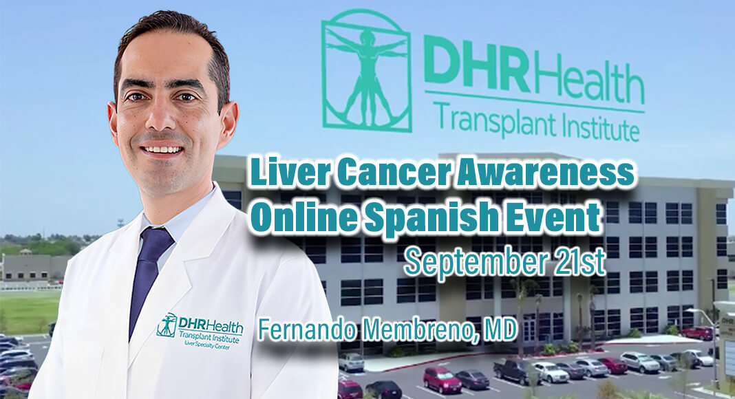 DHR Health Transplant Institute, in partnership with Blue Faery: The Adrienne Wilson Liver Cancer Association (Blue Faery), a non-profit organization dedicated to raising awareness about liver cancer, will be hosting a virtual event to raise awareness about liver cancer disparities in the Hispanic American community. The presentation will be guided through the expertise of Dr. Fernando E. Membreño, a DHR Health physician who specializes in Liver Transplantation/Hepatobiliary services. Scheduled for September 21, 2023 at 7:00 p.m. (central time), this free online presentation will be conducted in Spanish. Register online to receive a presentation link at: loveyourliver.us/BF921P.Courtesy Images for illustration purposes. Bgd. DHR Facebook