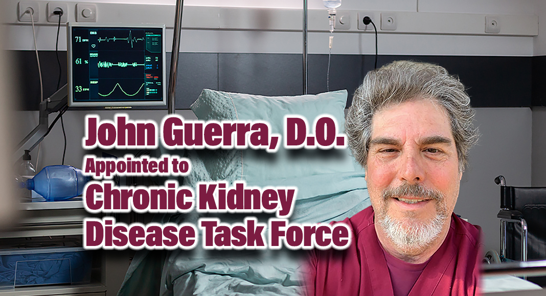 Governor Greg Abbott has appointed John Guerra, D.O.  to the Chronic Kidney Disease Task Force for terms set to expire at the pleasure of the Governor. The Task Force coordinates implementation of the state’s plan for prevention, early screening, diagnosis, and management of chronic kidney disease and educates health care professionals. Image source Guerra Facebook. for illustration purposes
