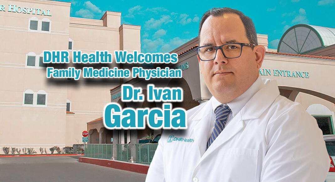 As part of its continuing commitment to fulfill the healthcare needs of the Rio Grande Valley, DHR Health proudly welcomes Ivan Garcia, M.D., to its team of physicians. Dr. Garcia will take on multiple roles with the organization. Not only will Dr. Garcia treat patients as a Family Medicine Physician, but he will also contribute to the development of DHR Health’s medical residency program by working closely with aspiring physicians. Dr. Garcia mage Courtesy of DHR Health. Background Image Source: DHR Health Facebook