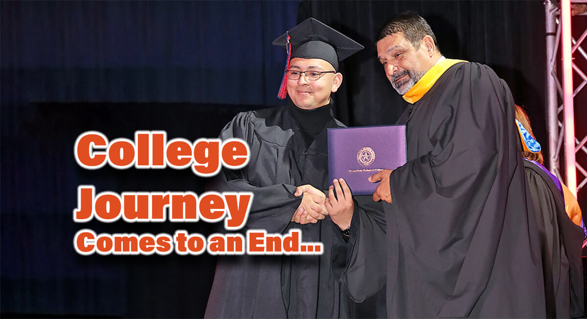 Jean-Ra Caballero (left) receives his Associate of Applied Science degree in Paramedic at TSTC’s Fall 2023 Commencement. (Photo courtesy of TSTC.)