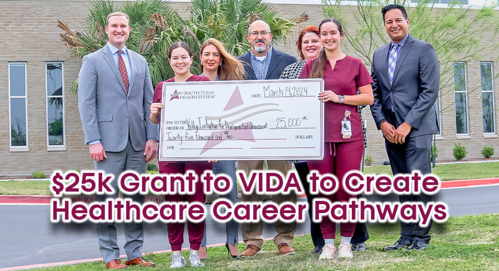 STHS and VIDA Officials holding a check for $25,000 to help clear the way for students to follow in the healthcare system. Courtesy Image