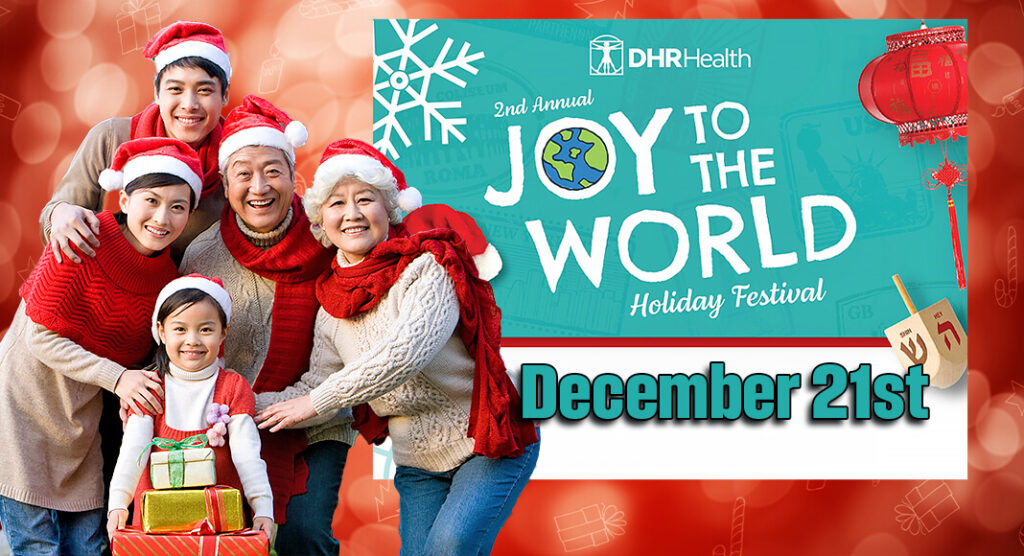 DHR Health Clinics are inviting the community to celebrate the holiday season with festive greetings from around the world at their 2nd Annual Joy to the World event. The excitement is set to begin from 5:30 to 8:30 p.m. on December 21, 2024 at the DHR Health Medical Office Parking Lot, located at 1100 E. Dove Avenue in McAllen. The event is free and open to the public. Courtesy Image. family and Bgd for illustration purposes 