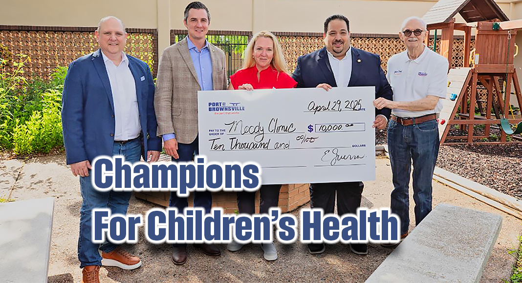 BND Chairman Esteban Guerra, along with Commissioners John Wood and Ernesto Gutierrez, and Port Director and CEO William Dietrich, presented a $10,000 donation in support of the clinic’s ongoing work. Image courtesy of BND