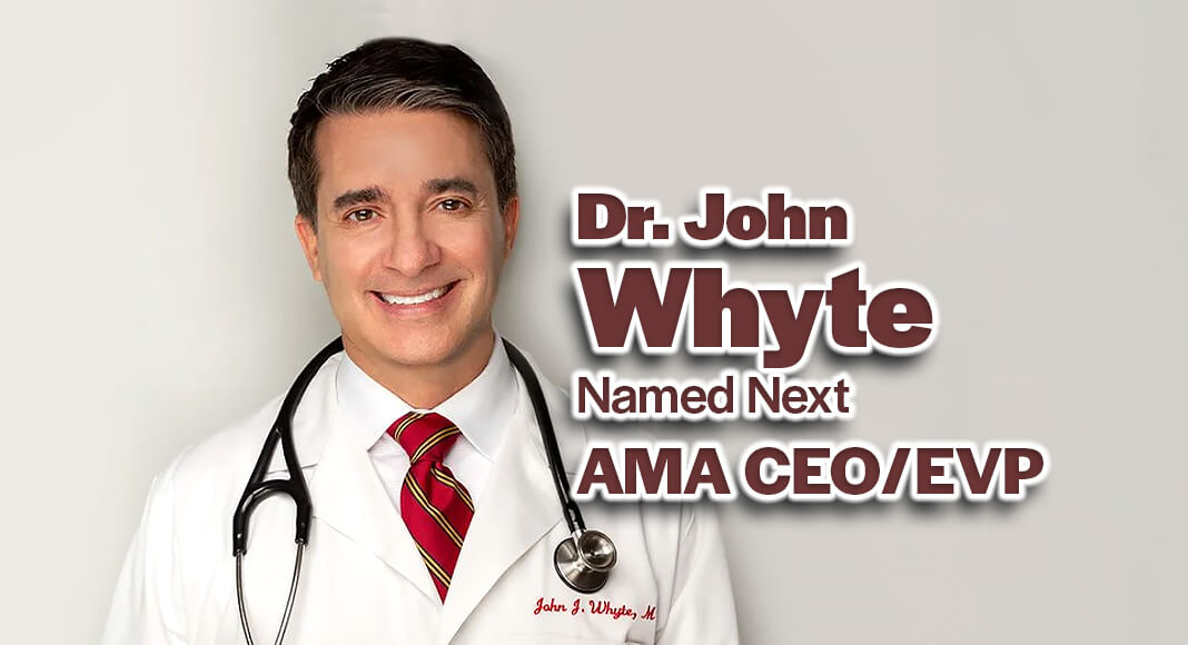 The American Medical Association (AMA) named John J. Whyte, M.D., M.P.H., as its next chief executive officer and executive vice president. Dr. Whyte will assume operational leadership of the nation’s largest physician’s group on July 1, 2025. Image courtesy of AMA