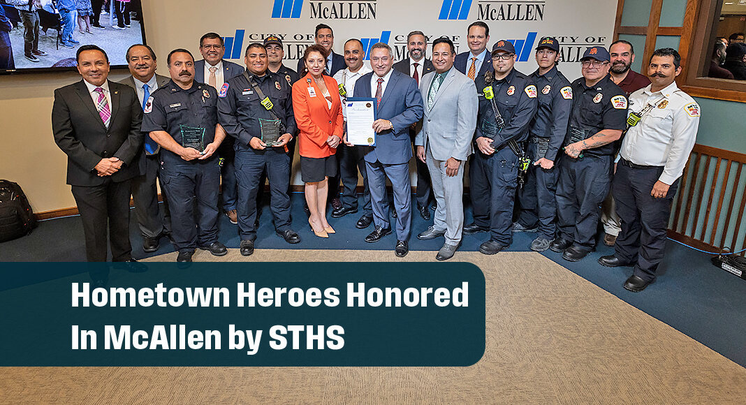 The seven exceptional individuals were recognized during a recent McAllen City Commission meeting for their swift lifesaving action following a semi-truck and car accident in front of STHS McAllen. Image courtesy of STHS