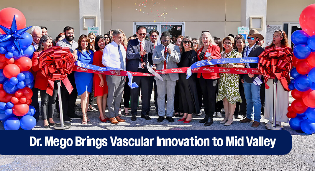 Community leaders, medical professionals, and Chamber members gather outside RGV Vascular and Vein Institute in Weslaco for the official ribbon cutting, marking the grand opening of the clinic’s third location in the Rio Grande Valley. Photo by Roberto Hugo González