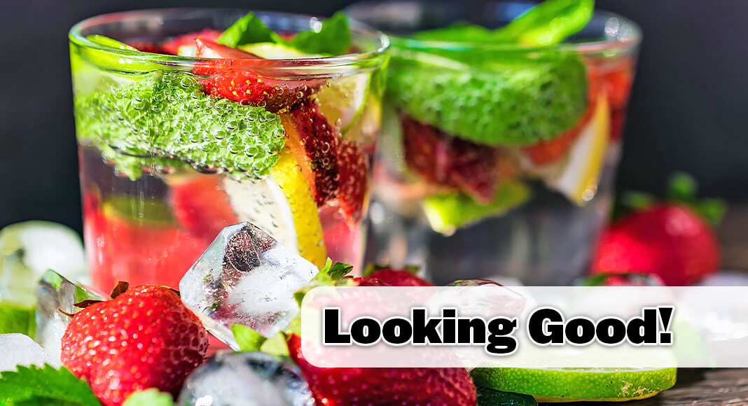 Some examples of making water more appealing include watermelon, strawberries, grapefruit, cantaloupe, lettuce, cucumbers, celery, and tomatoes. Image for illustration purposes