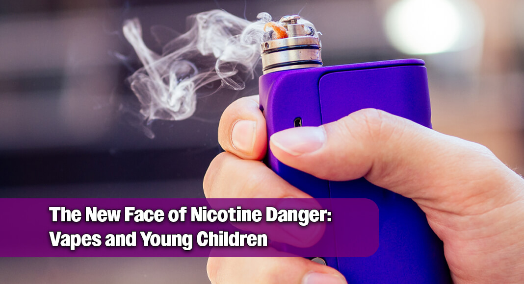 Researchers at the New Jersey Poison Control Center, based at Rutgers New Jersey Medical School, used the National Poison Data System to analyze more than 92,000 reported nicotine exposures in children ages 5 and younger between 2016 and 2023 to understand how the rise of newer products – specifically disposable e-cigarettes and nicotine pouches – has changed the risks for young children. Image for illustration purposes