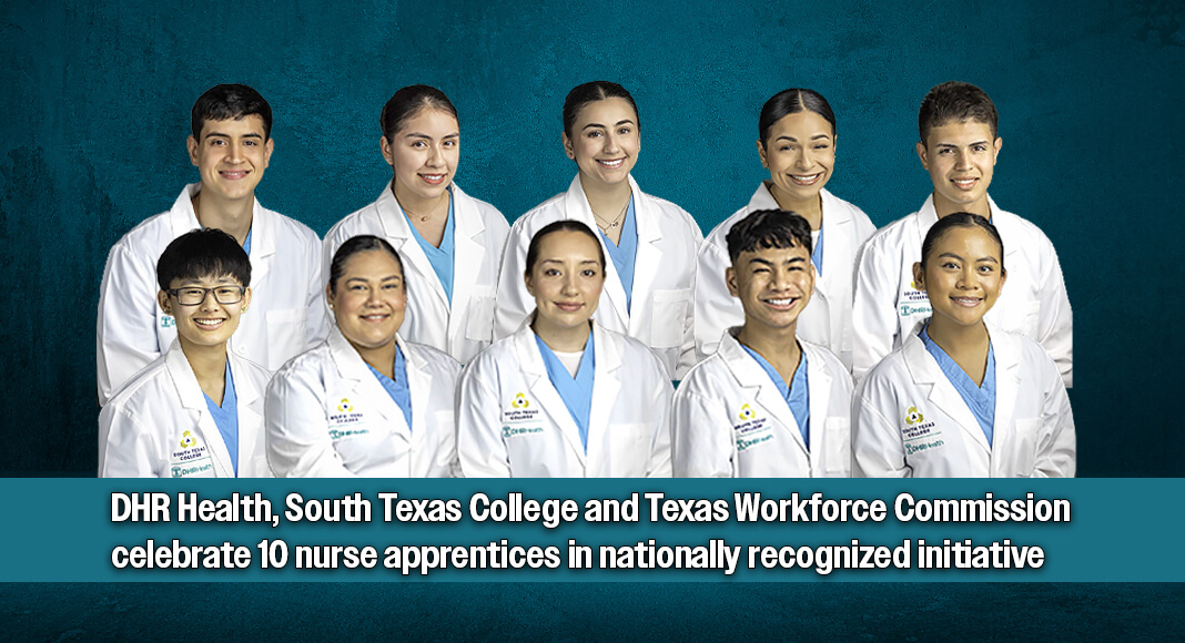 Pictured are the 10 graduating nurse apprentices. BACK: Adrian Villarreal, Alexandra Mendoza, Aliyah Silva, Amber Marie Moreno, Eros Perez, FRONT:Hailey Aul, Ingrid Puente, Samantha Rosales, Wilson Mutia, Ynna de la Cruz. Courtesy images