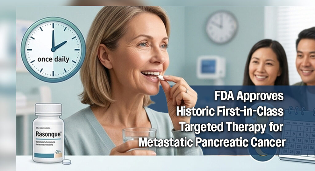 The U.S. Food and Drug Administration approved Rasonque (daraxonrasib), a RAS inhibitor for the most common form of pancreatic cancer—delivering a new treatment option to patients with advanced pancreatic cancer months ahead of schedule.  AI Image for illustration purposes