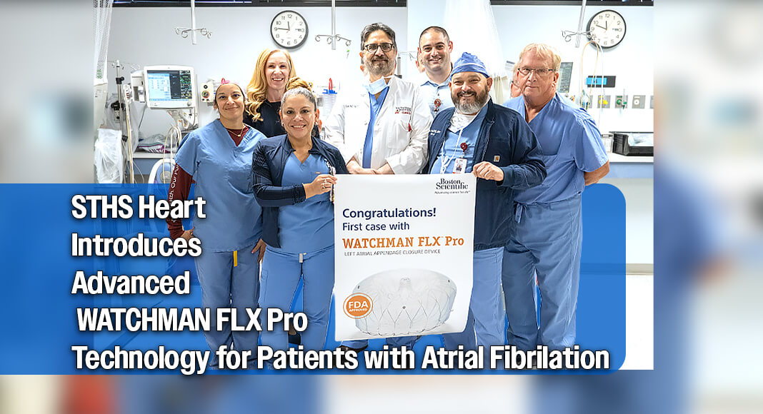 Dr. Mazhar Khan becomes the first cardiologist within South Texas Health System to successfully implant the next-generation left atrial appendage closure device, offering select patients an alternative to long-term blood thinner therapy. Image courtesy of STHS