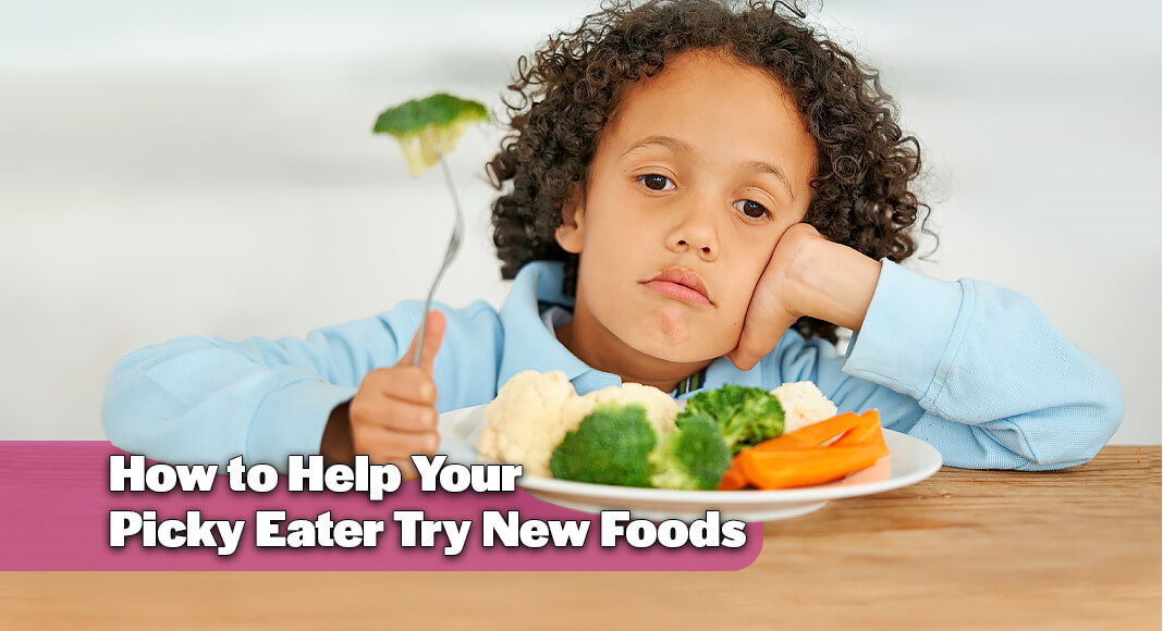 September is National Fruits and Veggies Month. If you have a little one who isn’t a big fan of either, you’re in good company. It’s common for kids to be picky eaters. Image for illustration purposes