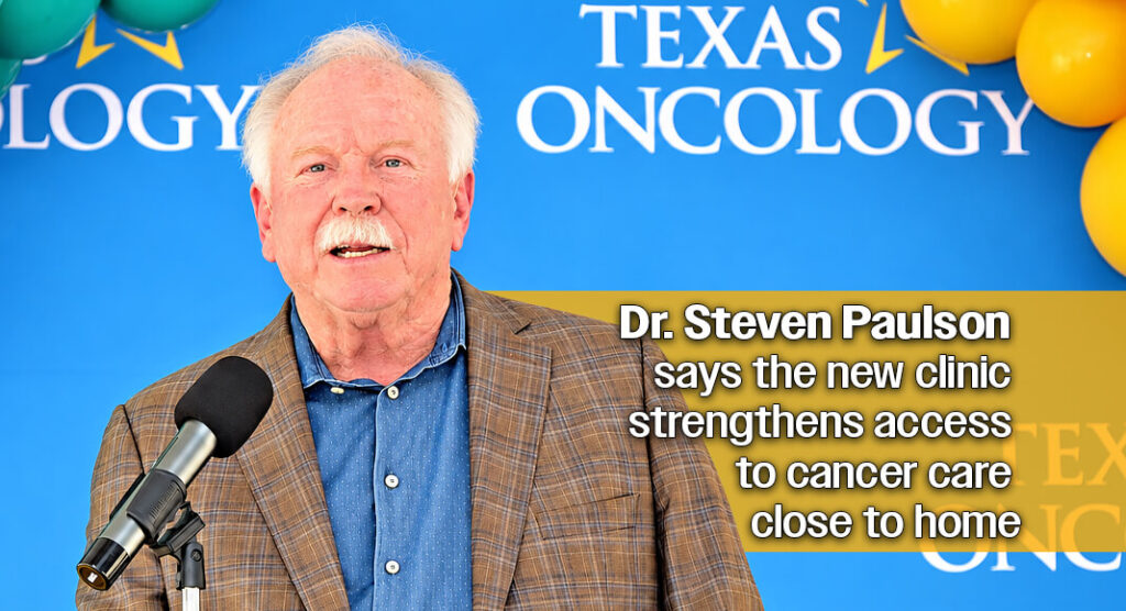 Dr. Steven Paulson, president and Chairman of Texas Oncology, delivers remarks during the grand opening of the new Texas Oncology McAllen West clinic on Sept. 29, 2026. Photo by Texas Border Business / Mega Doctor News.