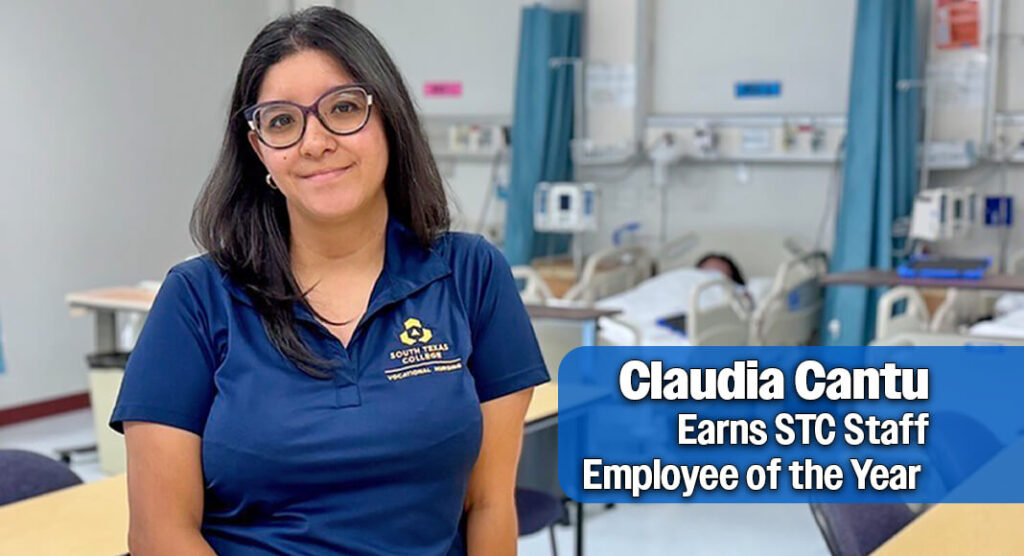 STC Vocational Nursing Secretary Claudia Cantu was named the 2026 Staff Employee of the Year for the Health Science Professions Campus. STC image