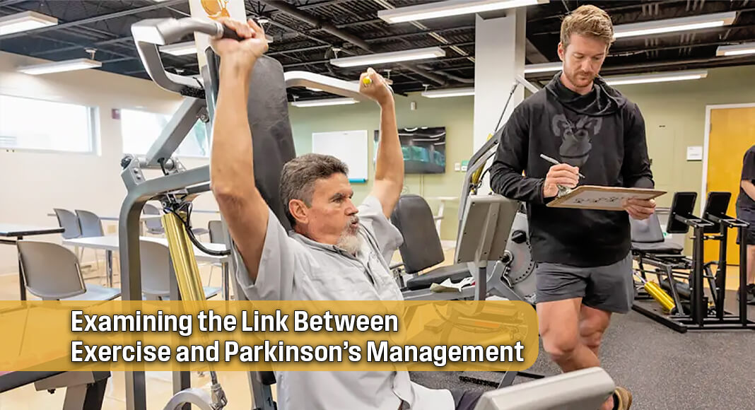 Ethan Elkins, a graduate student, right, works with Robert Kennedy, left, during a Parkinson's disease study at the the University of Miami Max Orovitz Laboratory. Photo Credit: Joshua Prezant/University of Miami via Newswise